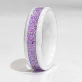 Clearance Pastel Opal White Ceramic Ring Size 7.5 - 6mm Width Copperbeard Jewelry