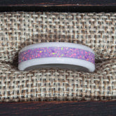 Clearance Pastel Opal White Ceramic Ring Size 7.5 - 6mm Width Copperbeard Jewelry