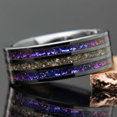 Galaxy And Meteorite Black Ceramic Three Channel Ring Copperbeard Jewelry