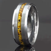 Amber Black Ceramic Faceted Hammered Offset Ring Copperbeard Jewelry