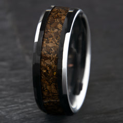 Dinosaur Bone Ring With Black Ceramic Band Copperbeard Jewelry