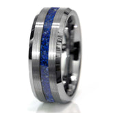 Lapis Lazuli Tungsten Thin Center Line Ring Copperbeard Jewelry