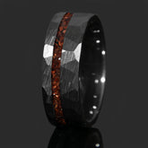 Red Tigers Eye Faceted Offset Black Ceramic Ring Copperbeard Jewelry
