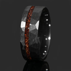 Red Tigers Eye Faceted Offset Black Ceramic Ring Copperbeard Jewelry