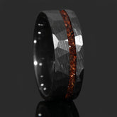 Red Tigers Eye Faceted Offset Black Ceramic Ring Copperbeard Jewelry