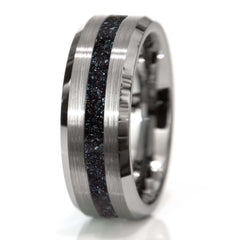 Tungsten Specularite Hematite Thin Center Line Ring Copperbeard Jewelry