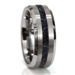 Tungsten Specularite Hematite Thin Center Line Ring Copperbeard Jewelry