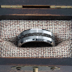 Tungsten Specularite Hematite Thin Center Line Ring Copperbeard Jewelry