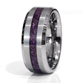 Purple Stichtite Black Ceramic Faceted Hammered Offset Ring Copperbeard Jewelry