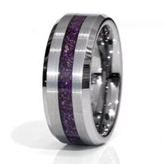 Purple Stichtite Black Ceramic Faceted Hammered Offset Ring Copperbeard Jewelry