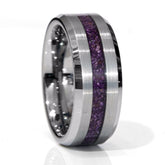 Purple Stichtite Black Ceramic Faceted Hammered Offset Ring Copperbeard Jewelry