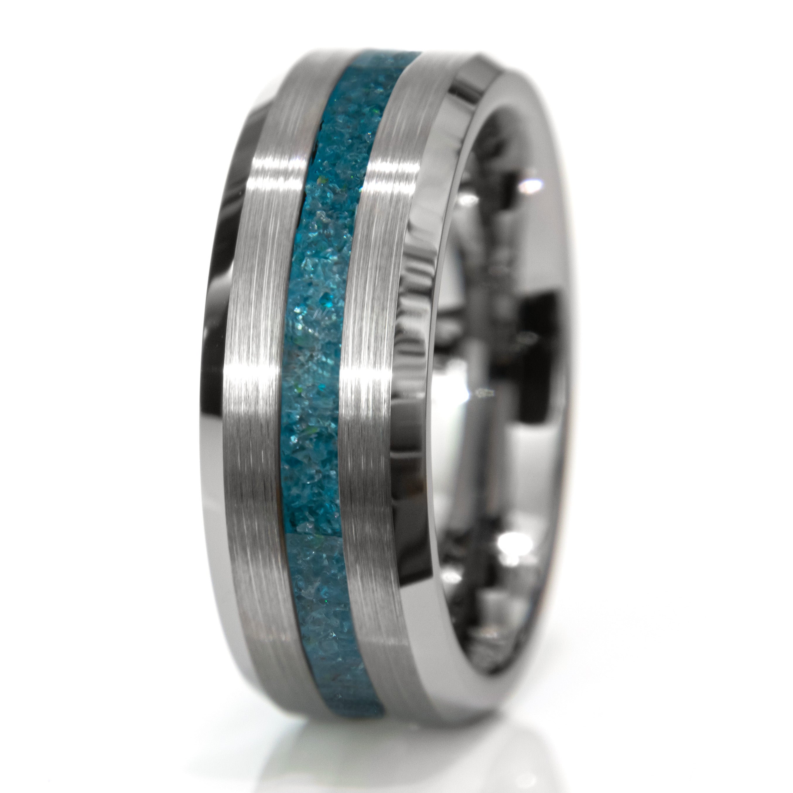 Blue Apatite Tungsten Ring Copperbeard Jewelry