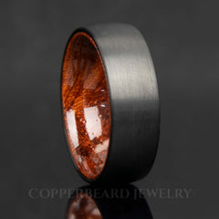 Black Tungsten Ring With Rosewood Interior Copperbeard Jewelry