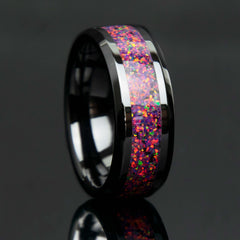 Purple Opal Ring With Black Ceramic Band Copperbeard Jewelry