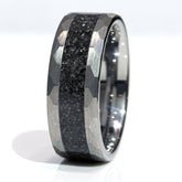 Clearance Black Diamonds Tungsten Faceted Edges Ring Size 7.5 - 8mm Width Copperbeard Jewelry