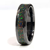 Clearance Black Fire Opal Black Ceramic Faceted Edge Size 10 - 6mm Width Copperbeard Jewelry