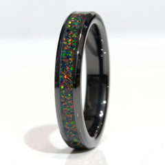 Clearance Black Fire Opal Black Ceramic Size 8 - 4mm Width Copperbeard Jewelry