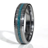 Clearance Blue Apatite Tungsten Thin Line Ring Size 12.5 - 6mm Width Copperbeard Jewelry