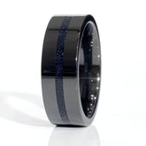 Clearance Blue Goldstone Black Ceramic Center Line Ring Size 10.5 - 8mm Width Copperbeard Jewelry