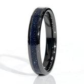 Clearance Blue Goldstone Black Ceramic Ring Size 10 - 4mm Width Copperbeard Jewelry