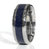 Clearance Blue Goldstone Titanium Ring Size 10 - 8mm Width Copperbeard Jewelry