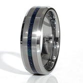 Clearance Blue Goldstone Tungsten Center Line Ring Size 14 - 8mm Width Copperbeard Jewelry