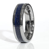 Clearance Blue Goldstone Tungsten Ring Size 10 - 6mm Width Copperbeard Jewelry