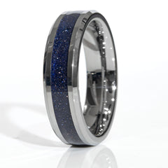 Clearance Blue Goldstone Tungsten Ring Size 10 - 6mm Width Copperbeard Jewelry
