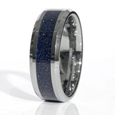 Clearance Blue Goldstone Tungsten Ring Size 11.5 - 8mm Width Copperbeard Jewelry