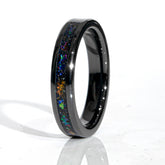 Clearance Colorful Galaxy Black Ceramic Ring Size 7.5 - 4mm Width Copperbeard Jewelry