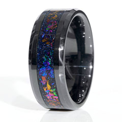 Clearance Colorful Galaxy Blue Goldstone Black Ceramic Ring Size 8.5 - 8mm Width Copperbeard Jewelry