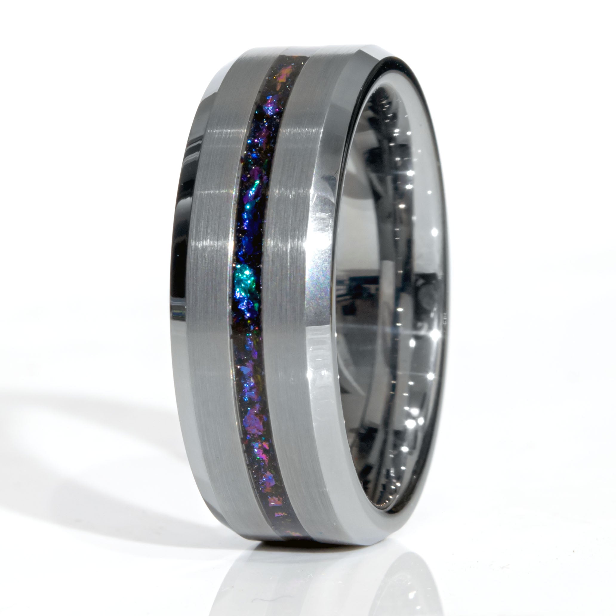 Clearance Colorful Galaxy Blue Goldstone Black Ceramic Ring Size 8.5 - 8mm Width Copperbeard Jewelry