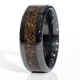 Clearance Dinosaur Bone Black Ceramic Ring Size 10 - 8mm Width Copperbeard Jewelry