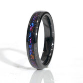 Clearance Galaxy Black Ceramic Ring Domed Size 7 - 4mm Width Copperbeard Jewelry