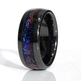 Clearance Galaxy Blue Goldstone Black Ceramic Domed Ring Size 7 - 8mm Width Copperbeard Jewelry