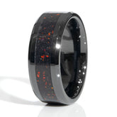 Clearance Lava Rock With Red Opal Black Ceramic Ring Size 9.5 - 8mm Width Copperbeard Jewelry