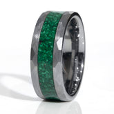 Clearance Malachite Tungsten Faceted Edges Ring Size 9 - 8mm Width Copperbeard Jewelry
