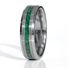 Clearance Malachite Tungsten Faceted Edges Ring Size 9 - 8mm Width Copperbeard Jewelry