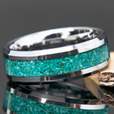 Turquoise Mens Tungsten Ring - Copperbeard Jewelry