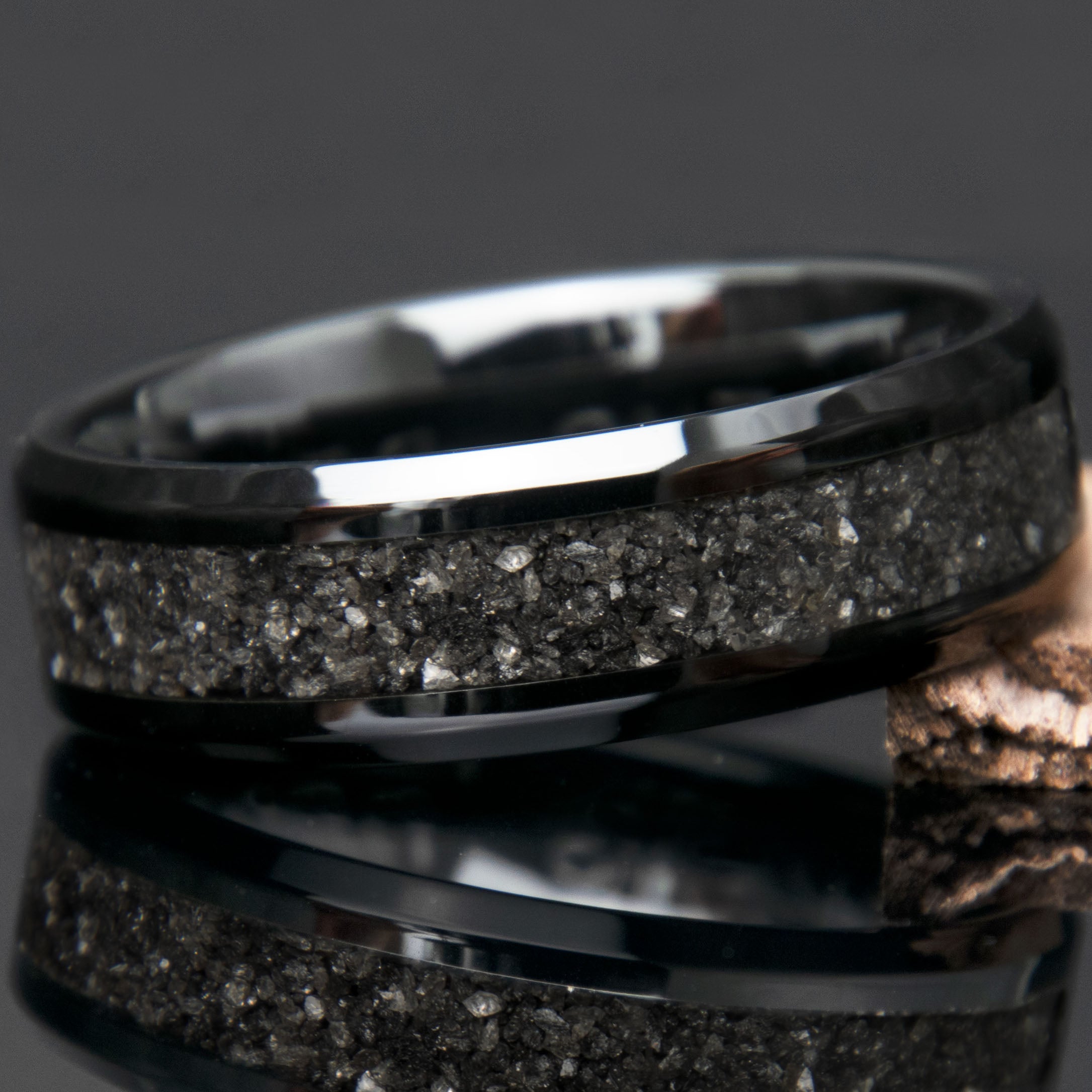 Sun Copper Patinated Copper Black Ceramic Ring Copperbeard Jewelry