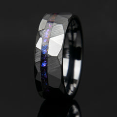 Moss Agate Faceted Offset Black Ceramic Ring Copperbeard Jewelry