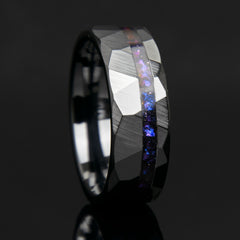 Moss Agate Faceted Offset Black Ceramic Ring Copperbeard Jewelry