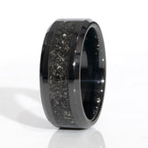 Clearance Meteorite Black Ceramic Ring Size 7.5 - 8mm Width Copperbeard Jewelry