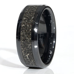Clearance Meteorite Black Ceramic Ring Size 9 - 8mm Width Copperbeard Jewelry