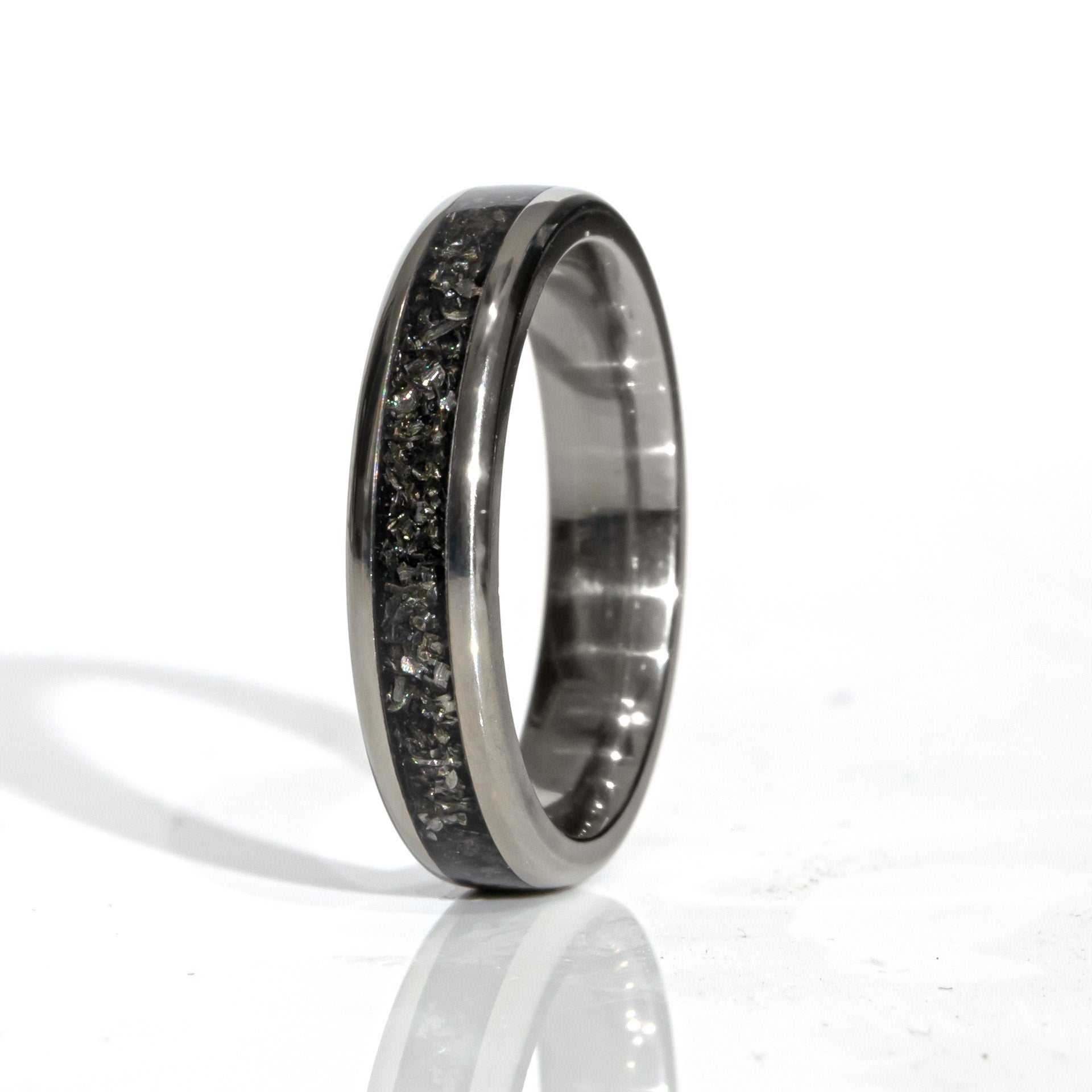 Clearance Meteorite Titanium Ring Size 5 - 4mm Width Copperbeard Jewelry