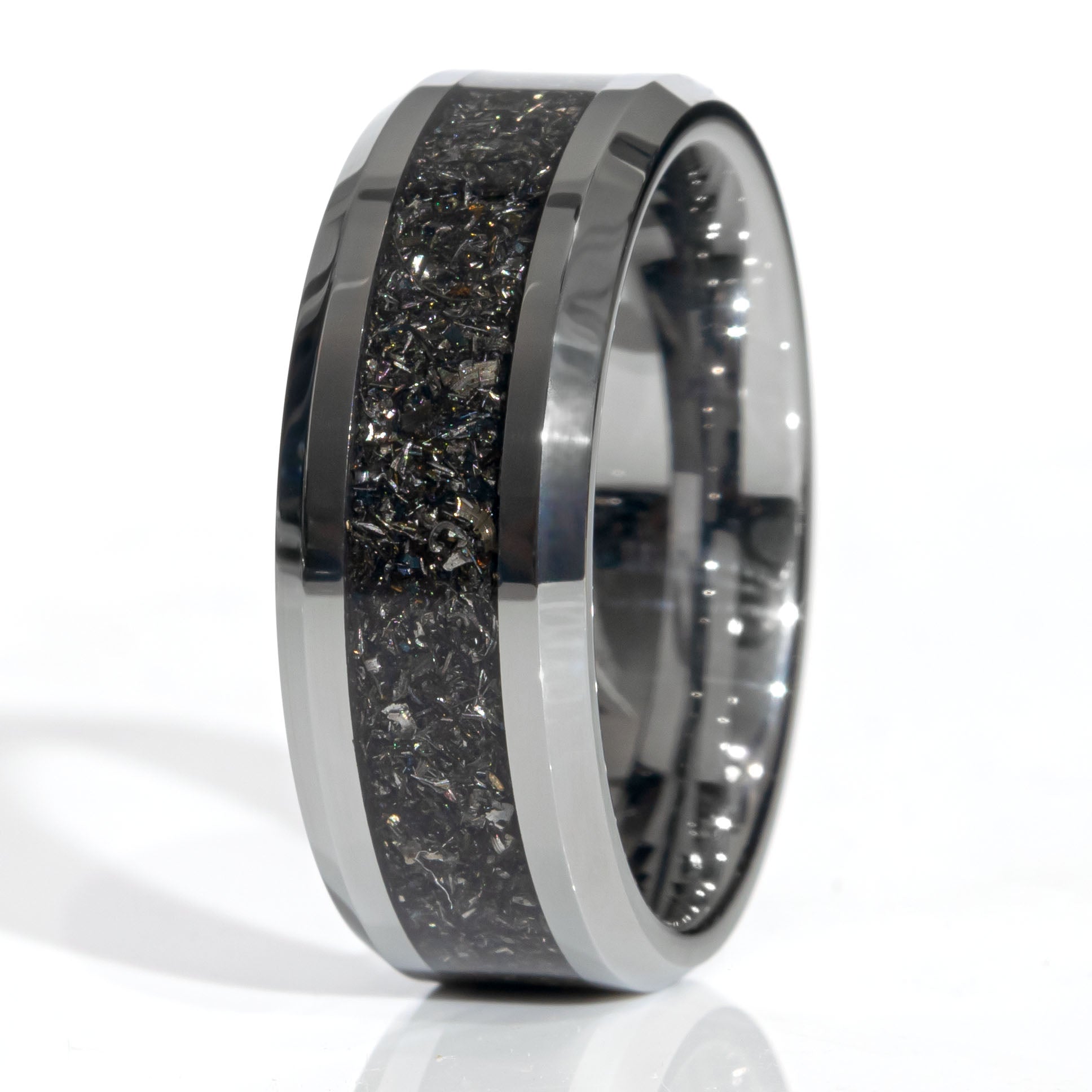 Clearance Meteorite Tungsten Ring Size 9.5 - 8mm Width Copperbeard Jewelry