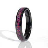 Clearance Purple Opal Black Ceramic Domed Ring Size 7.5 - 4mm Width Copperbeard Jewelry