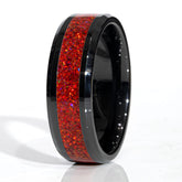 Clearance Red Opal Black Ceramic Ring Size 13.5 - 8mm Width Copperbeard Jewelry
