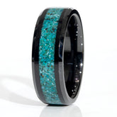 Clearance Turquoise Black Ceramic Ring Size 12 - 8mm Width Copperbeard Jewelry