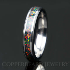 Black Fire Opal Titanium Women's Wedding Band Copperbeard Jewelry